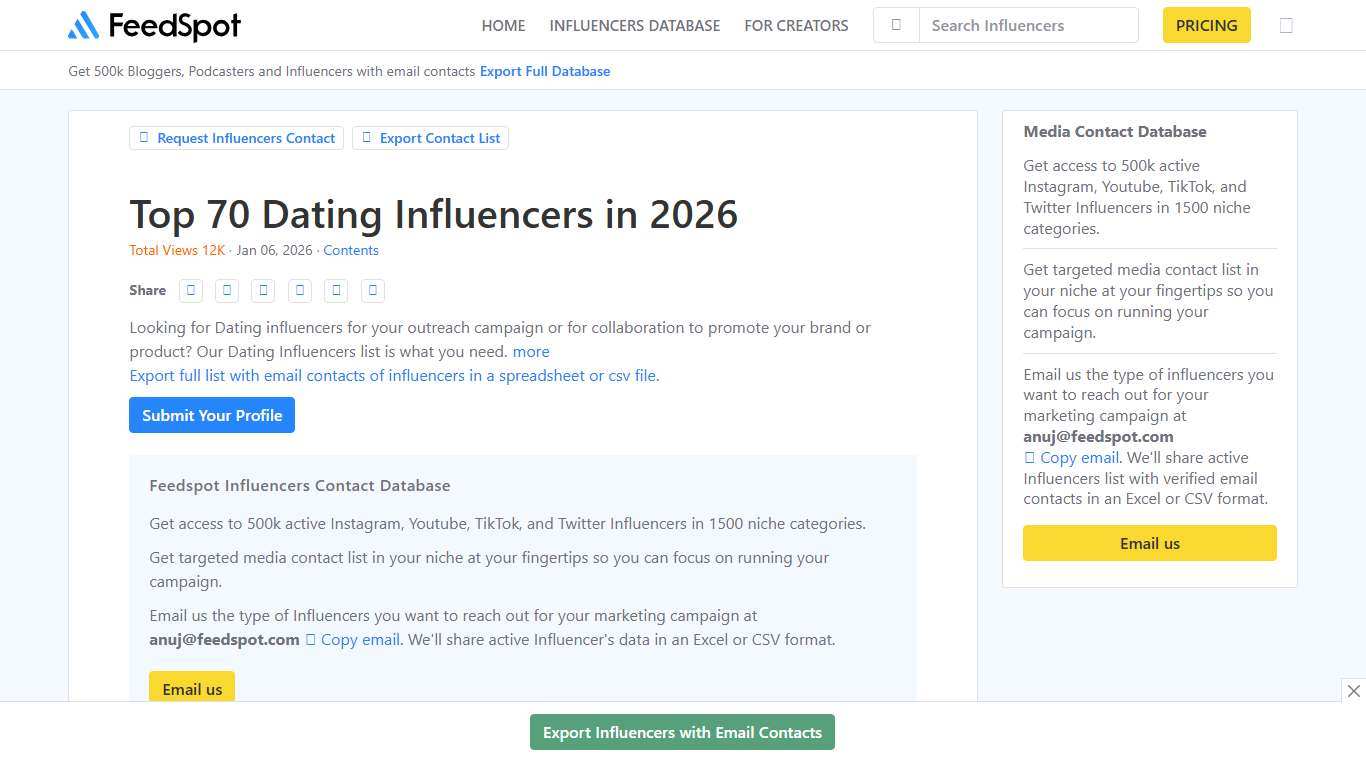 Top 70 Dating Influencers in 2026