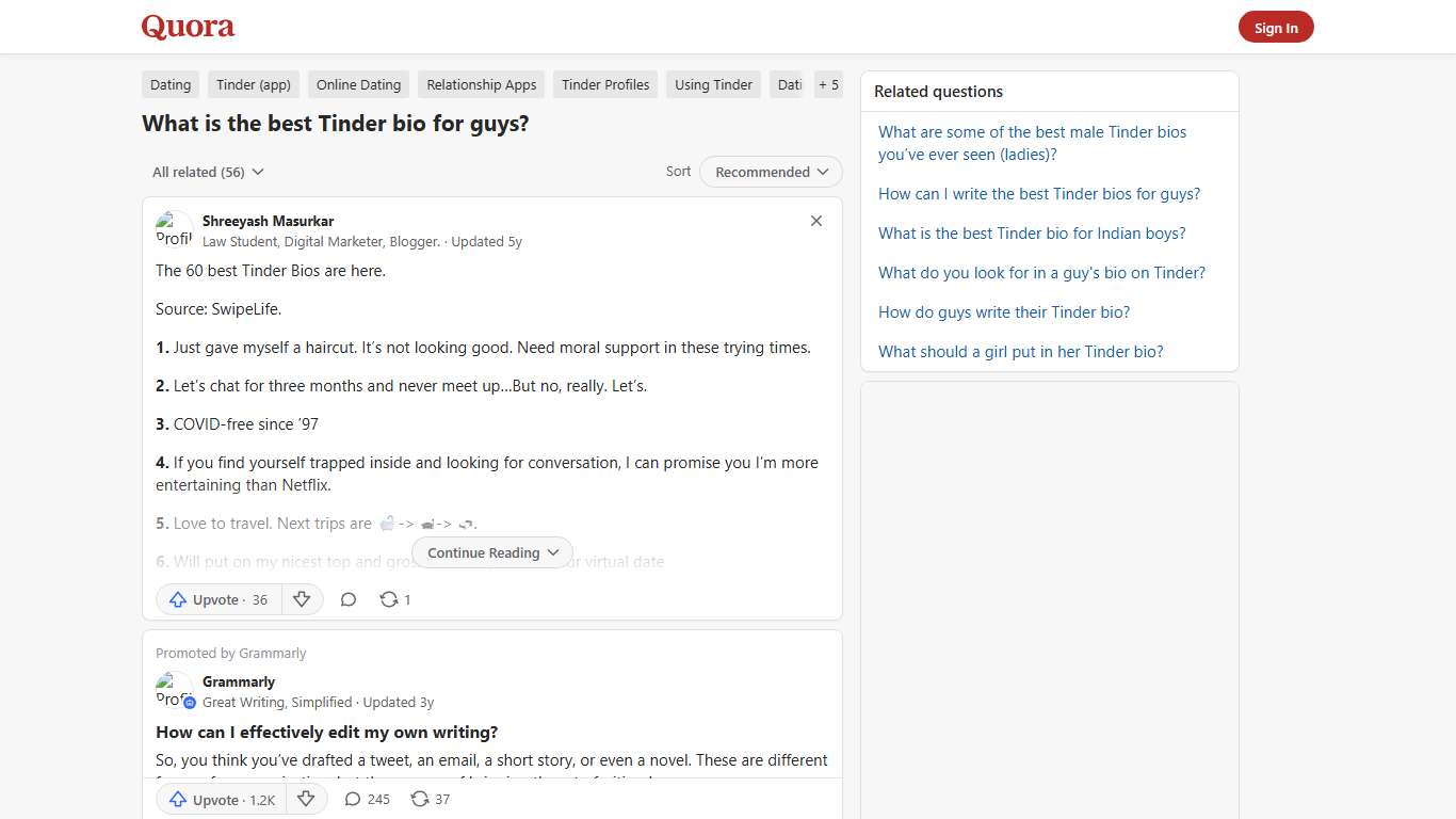 What is the best Tinder bio for guys? - Quora