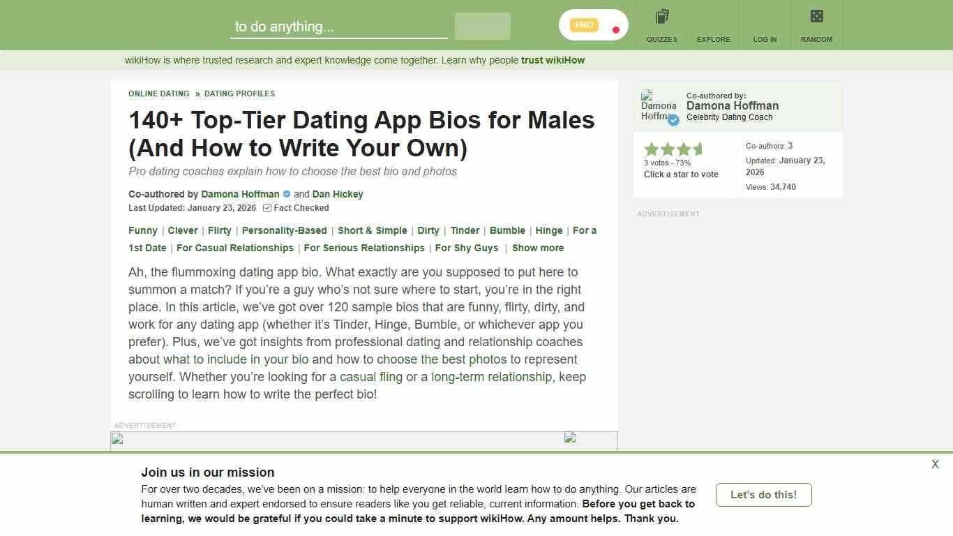 140+ Dating Profile Bio Examples for Men